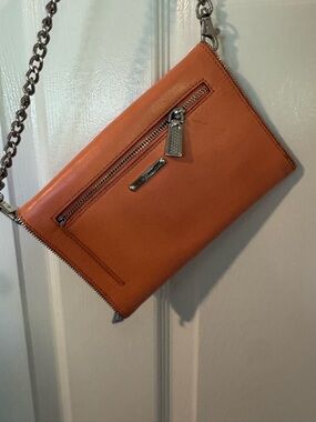 Rebecca Minkoff Orange Leather Crossbody with Chain Strap